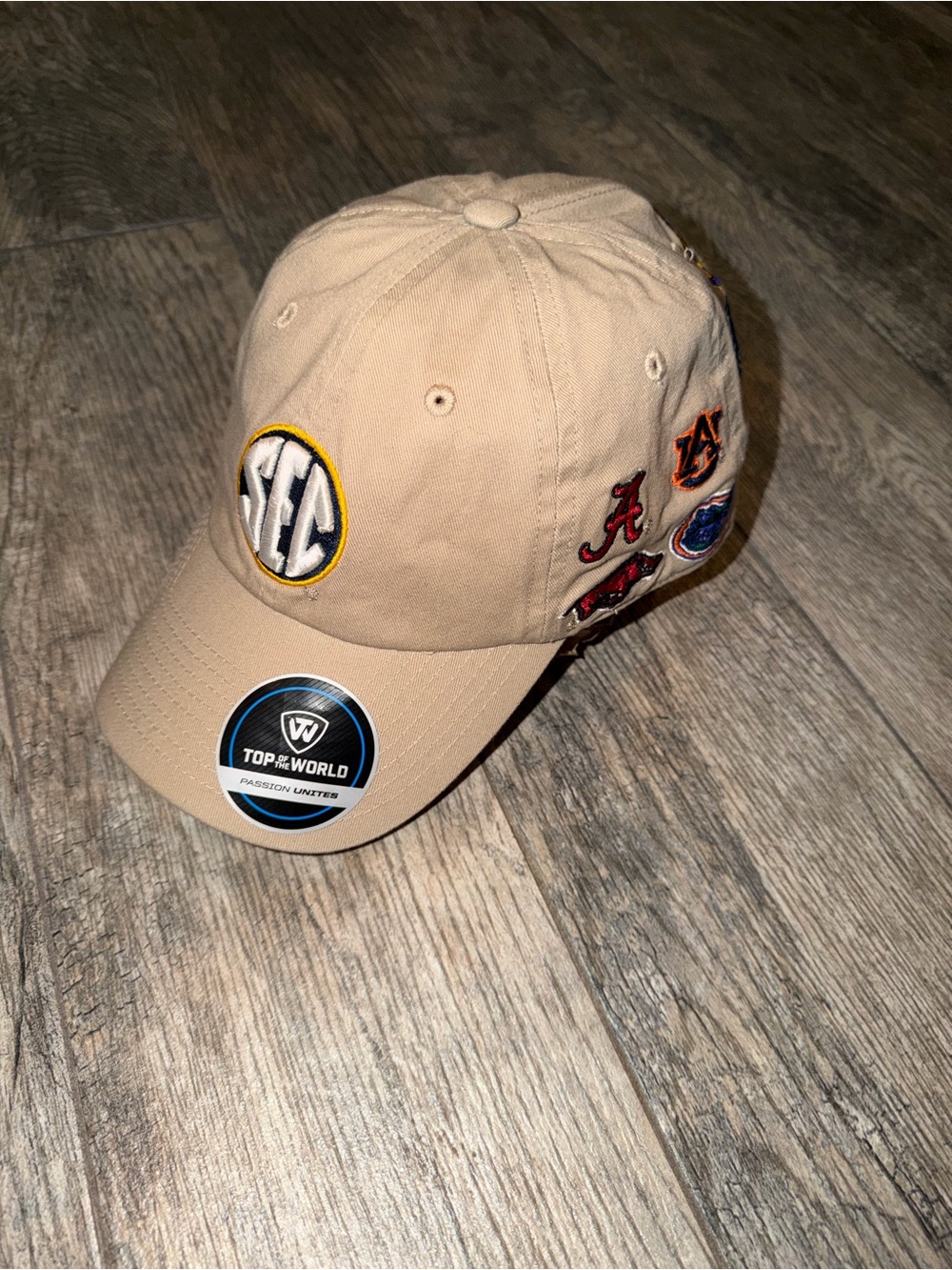 Top of the World SEC 14 Team Multi Logo Khaki Adjustable NCAA Hat NWT